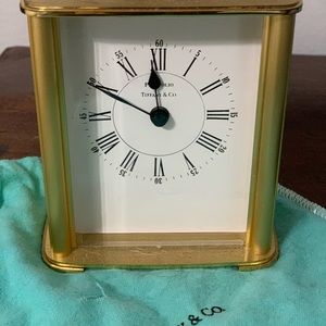 Tiffany & Co Brass Mantel Clock- c. 1980
